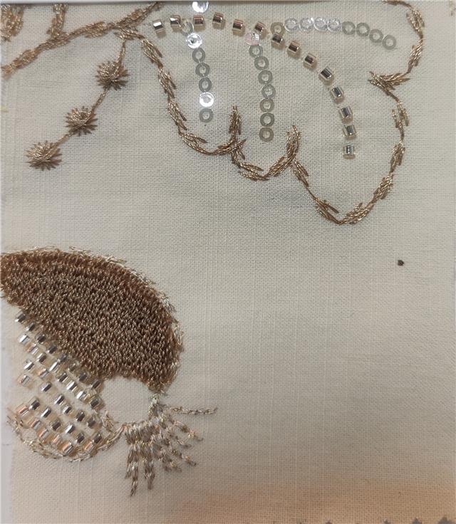 sequin nail bead embroidery flower cotton linen fabric