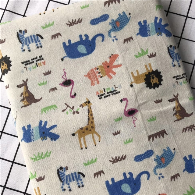 animal printed cotton and linen fabric