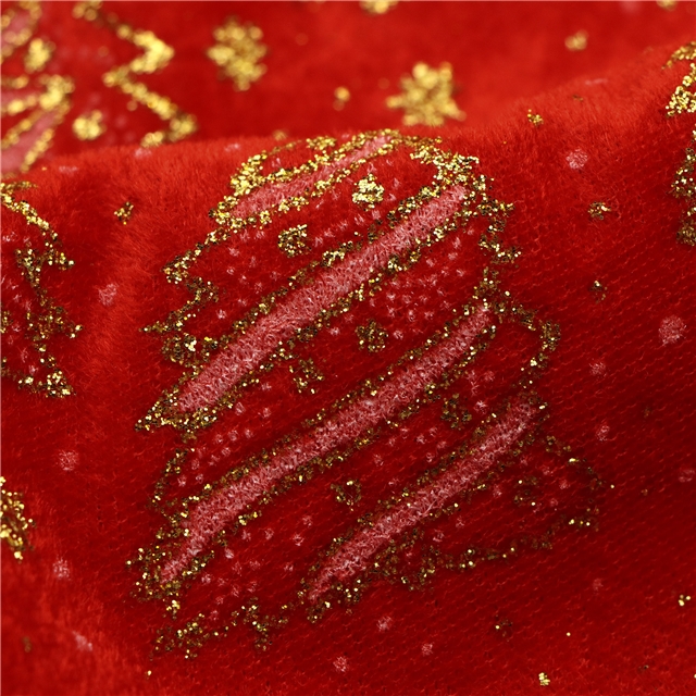 glitter offset printing christmas tree velvet fabric