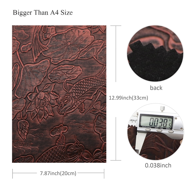 synthetic leather bump texture lotus flower fish rubbing faux leather