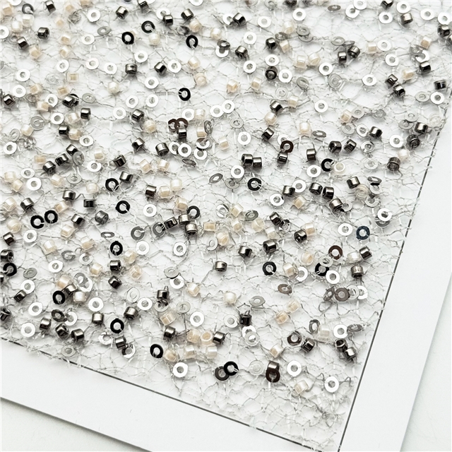 bead sequin embroidered mesh fabric