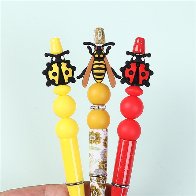 silicone 3d ladybug silicone beads