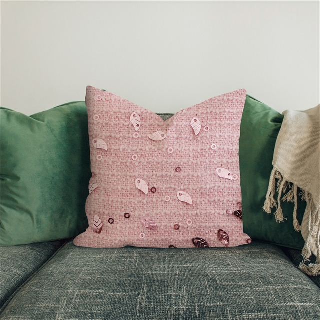 100% polyester leaf sequins woolen woven small fragrant fabric 7#pink,50*140cm(19.7*55.1