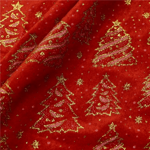 glitter offset printing christmas tree velvet fabric