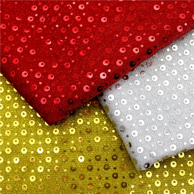 plain gold and silver wire 2 ways sequins fabric