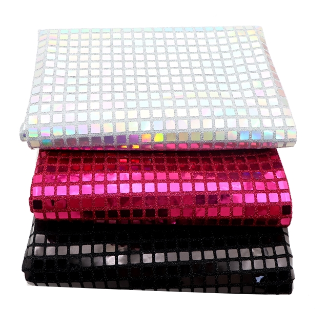 square sequin gold and silver wire needle woven fabric