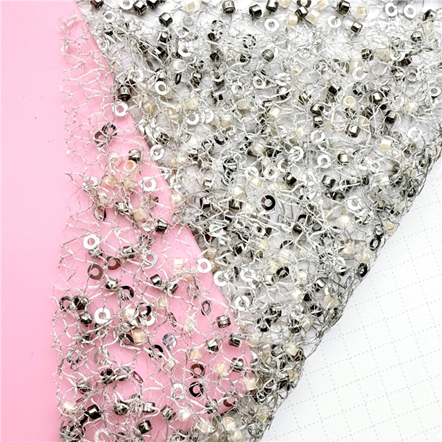 bead sequin embroidered mesh fabric