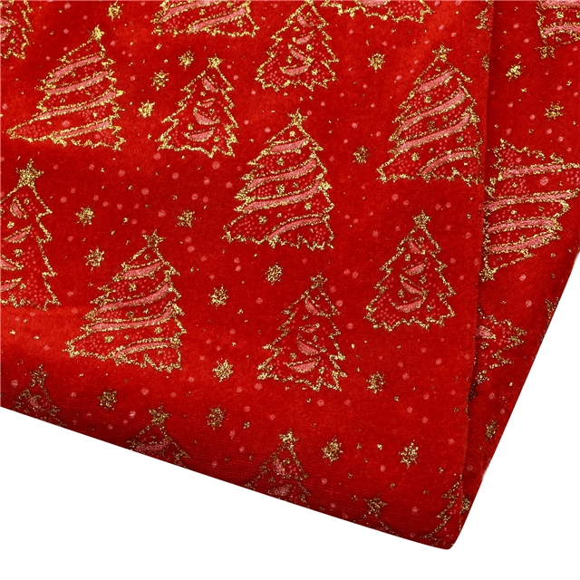 glitter offset printing christmas tree velvet fabric