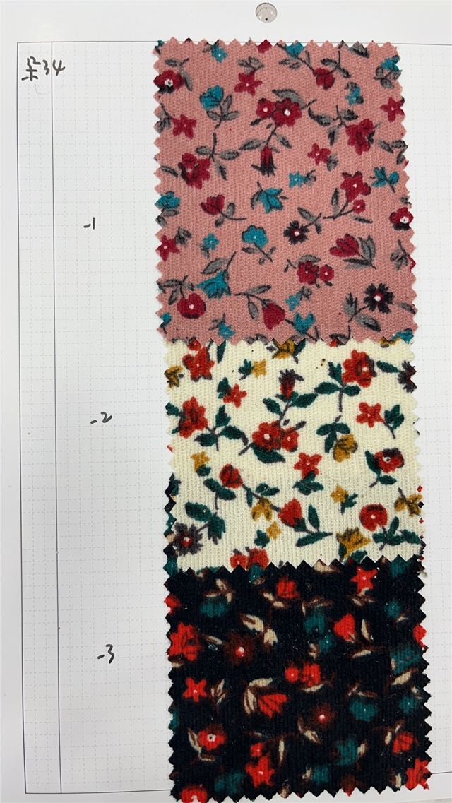 floral printed corduroy fabric