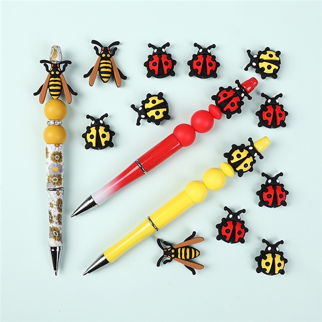 silicone 3d ladybug silicone beads