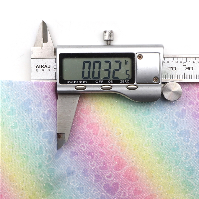 synthetic leather fine pink rainbow color diagonal heart faux leather