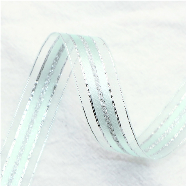 5/8" chiffon five silver onion mesh ribbon(100 yards/roll) green,5yard