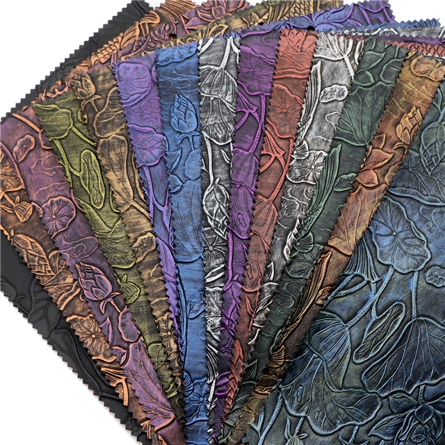 synthetic leather bump texture lotus flower fish rubbing faux leather