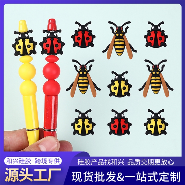 silicone 3d ladybug silicone beads