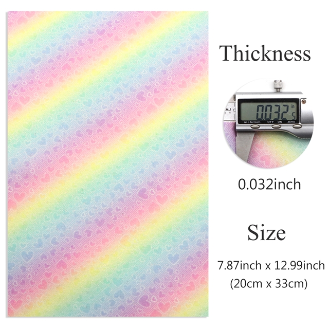 synthetic leather fine pink rainbow color diagonal heart faux leather