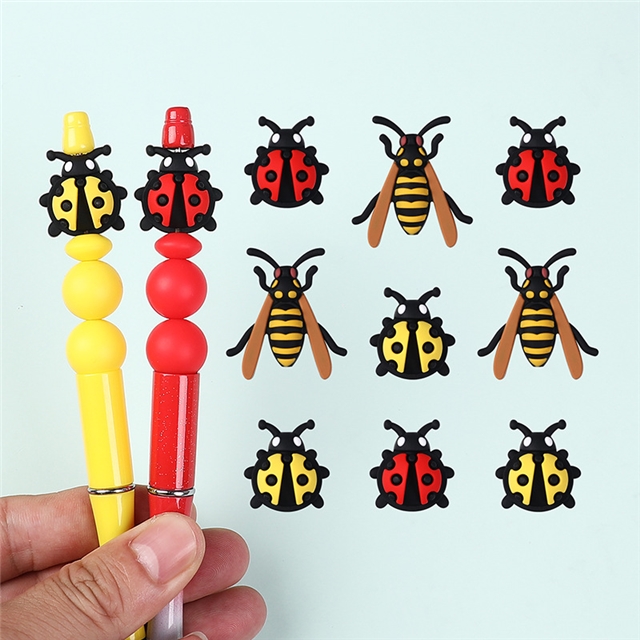 silicone 3d ladybug silicone beads