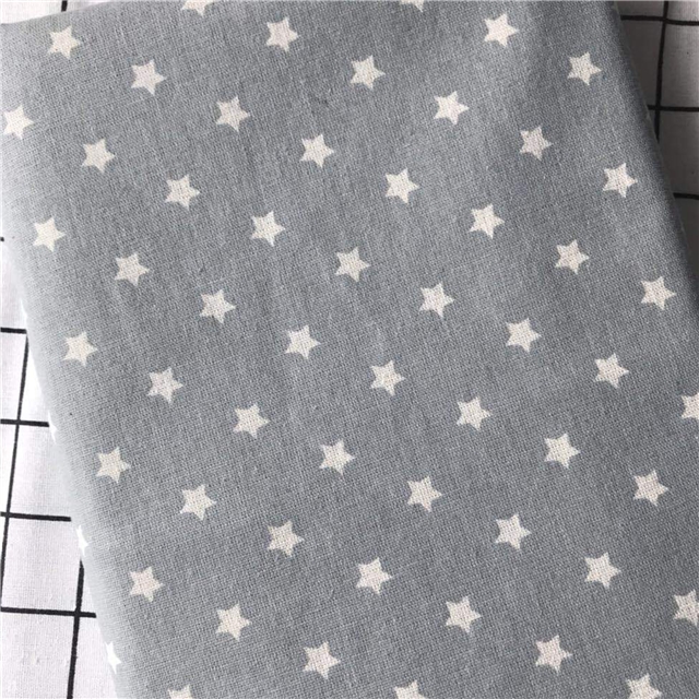 small five-pointed star printed cotton and linen fabric