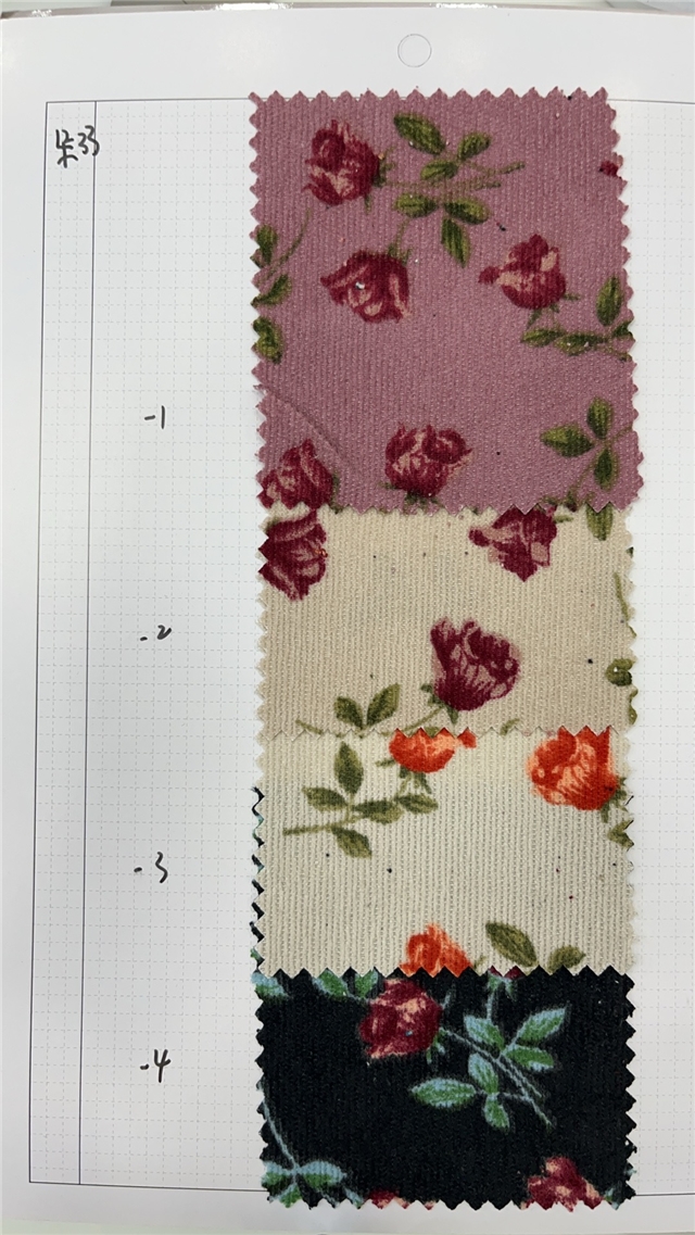 rose printed corduroy fabric