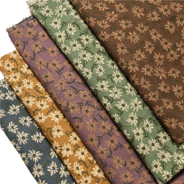floral daisy printed on pure cotton fabric