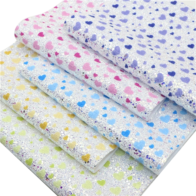 synthetic leather heart chunky glitter big small sequins mixed faux leather