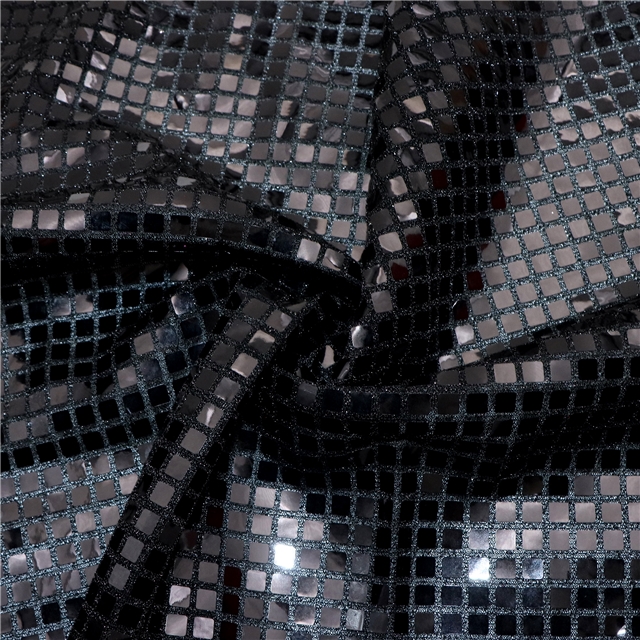 square sequin gold and silver wire needle woven fabric 6#black,50*150cm(19.7*59.1