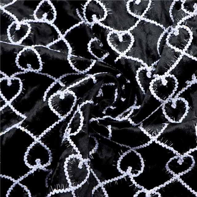 2 ways bright silk rope embroidery lace heart velvet fabric