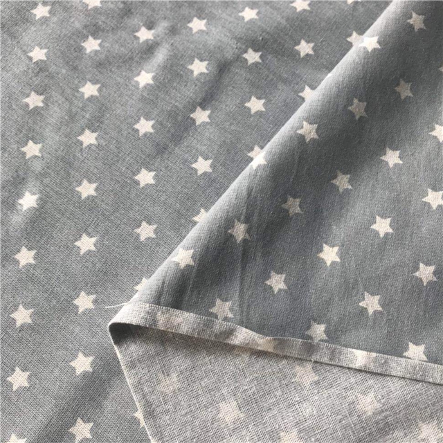 small five-pointed star printed cotton and linen fabric