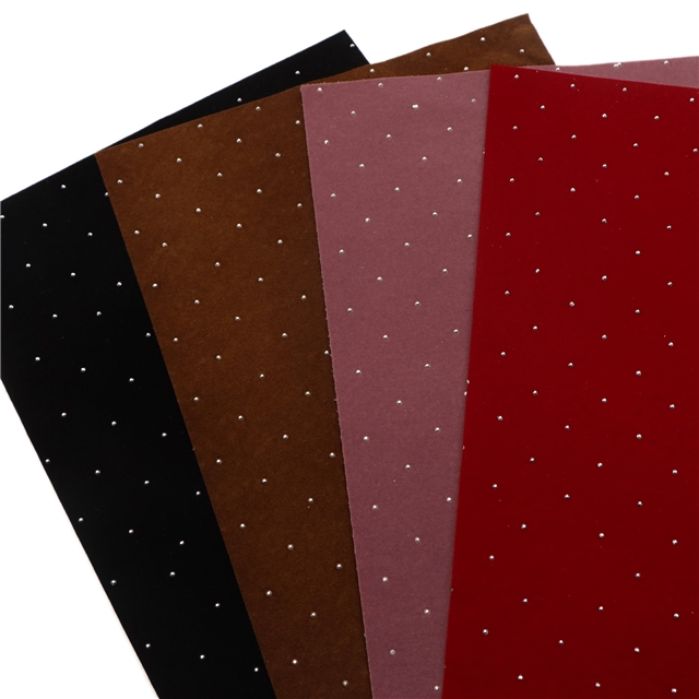 synthetic leather plain hot pressed diamond suede faux leather 