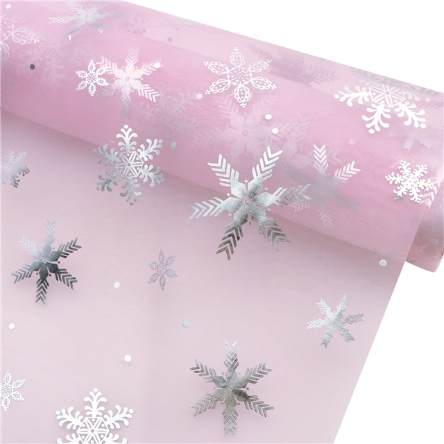 chiffon snowflake silver hot stamping chiffon fabric pink,50*140cm(19.7*55.1
