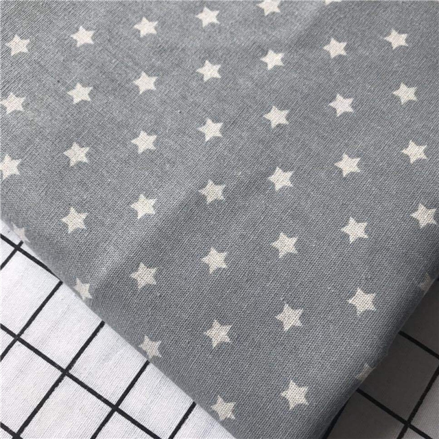 small five-pointed star printed cotton and linen fabric