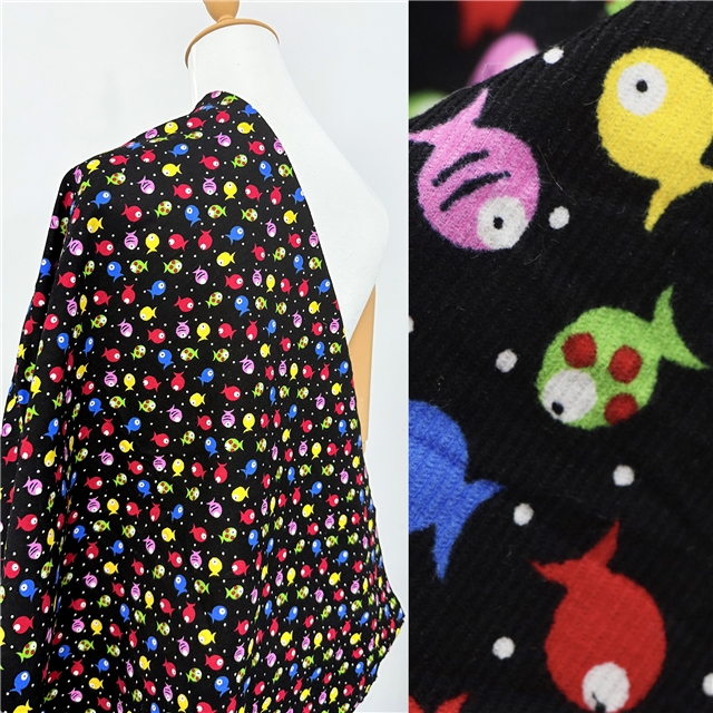 cute little fish corduroy fabric