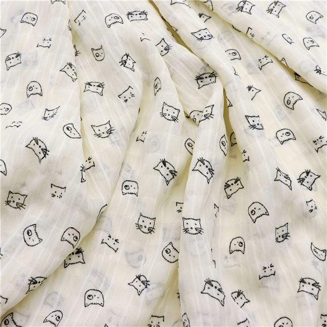 wrinkled watermark cat head chiffon fabric