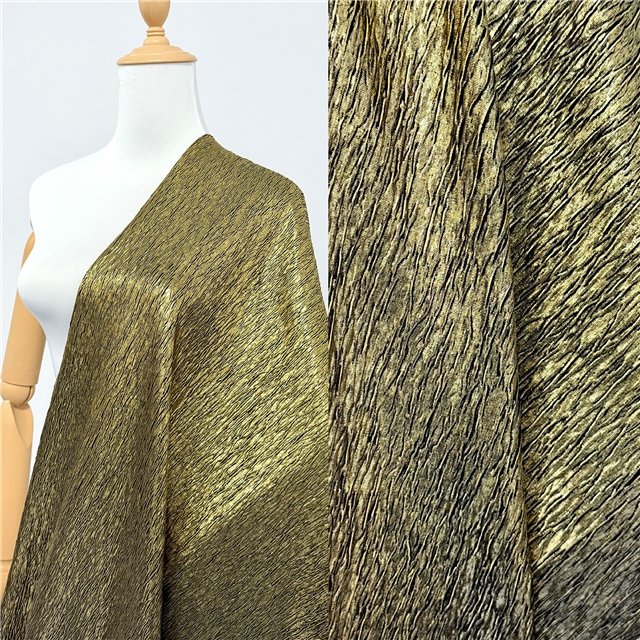 full page embossed gold pleated polyester fabric