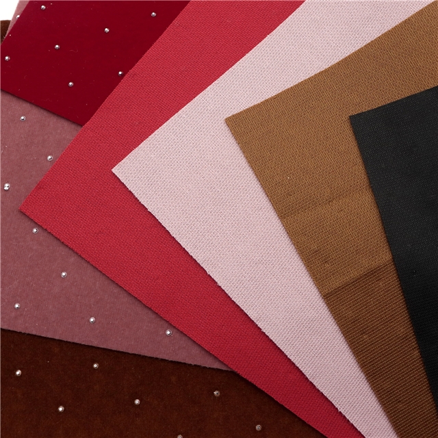 synthetic leather plain hot pressed diamond suede faux leather 