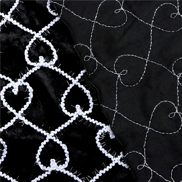 2 ways bright silk rope embroidery lace heart velvet fabric