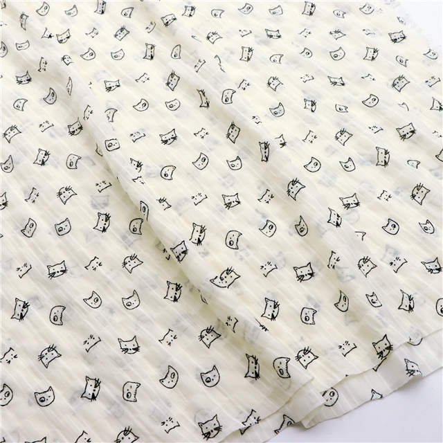 wrinkled watermark cat head chiffon fabric