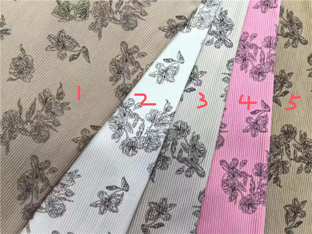 flower printed corduroy fabric