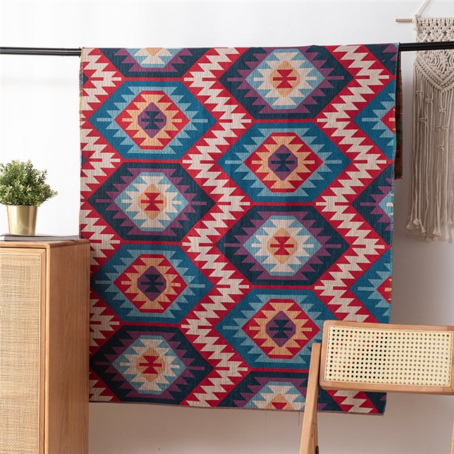 ethnic style geometric high-density color woven jacquard fabric