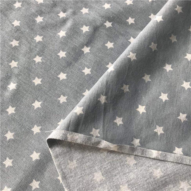 small five-pointed star printed cotton and linen fabric