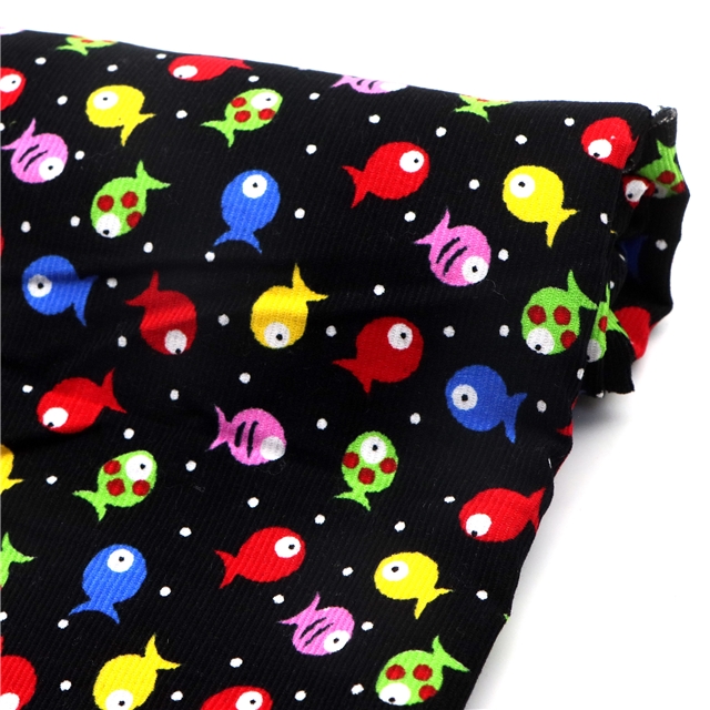 cute little fish corduroy fabric
