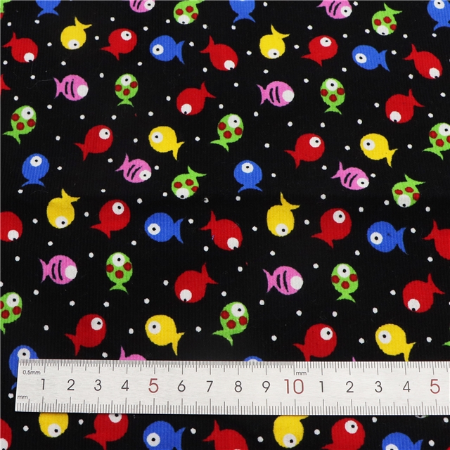 cute little fish corduroy fabric