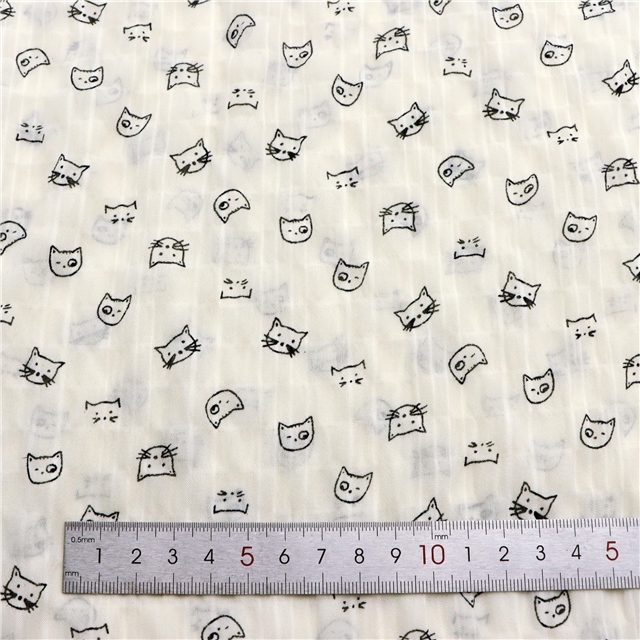 wrinkled watermark cat head chiffon fabric