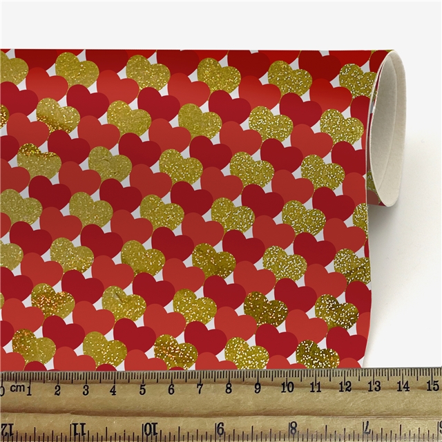 self printed gold foil faux leather fabric