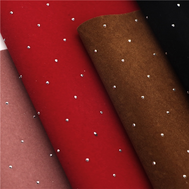 synthetic leather plain hot pressed diamond suede faux leather 