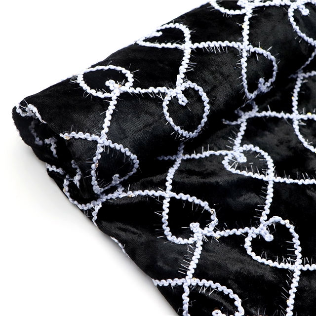 2 ways bright silk rope embroidery lace heart velvet fabric