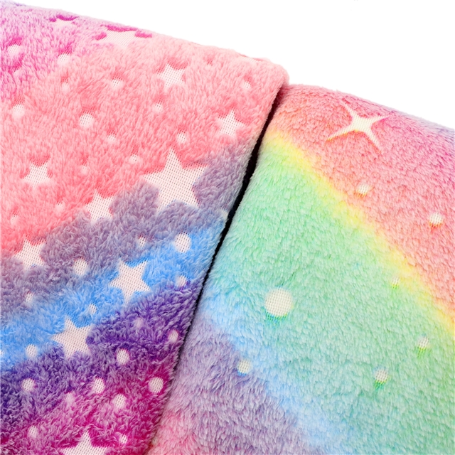 rainbow series printed glow in the dark velvet fabric