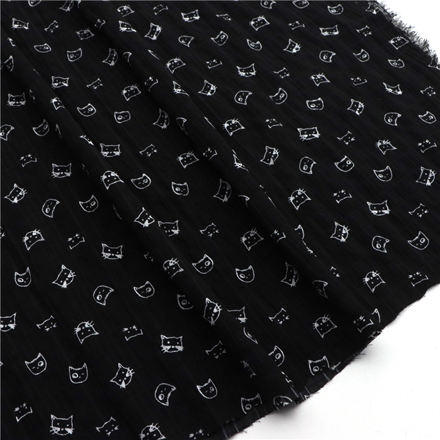 wrinkled watermark cat head chiffon fabric