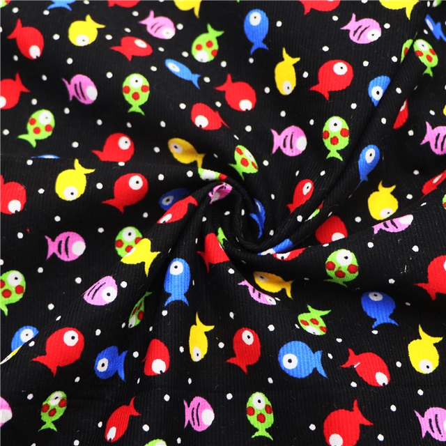 cute little fish corduroy fabric