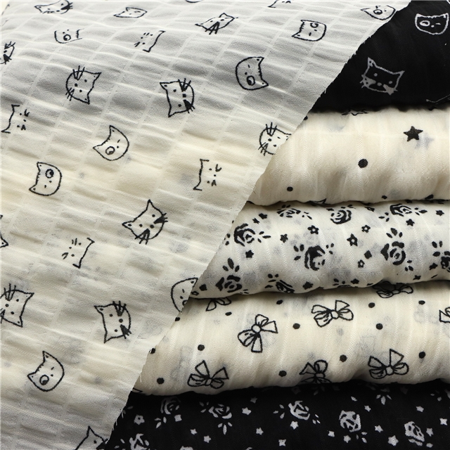 wrinkled watermark cat head chiffon fabric
