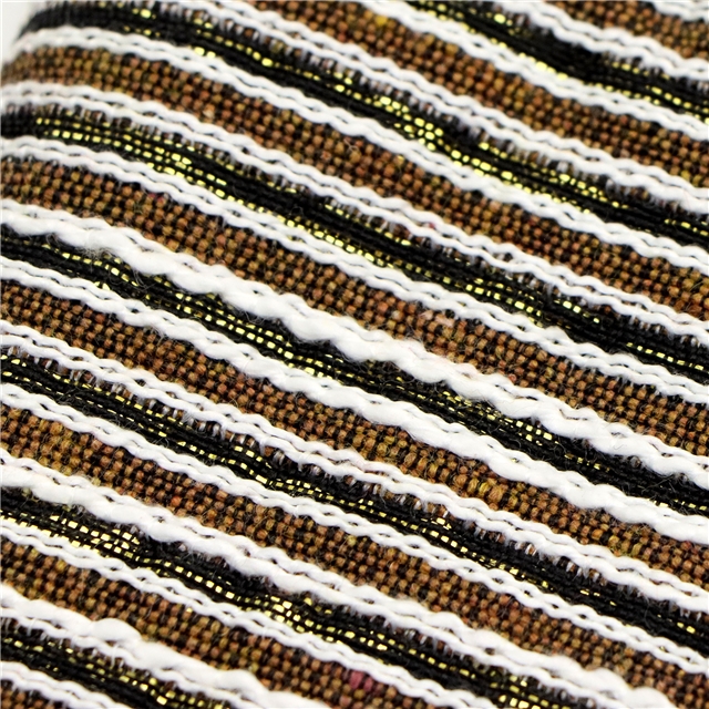 polyester yarn dyed gold silver silk bamboo striped fabric